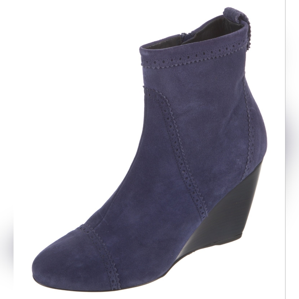 Balenciaga blue suede wedge ankle boots Size 38 Elegant Blue Suede Ankle Boots